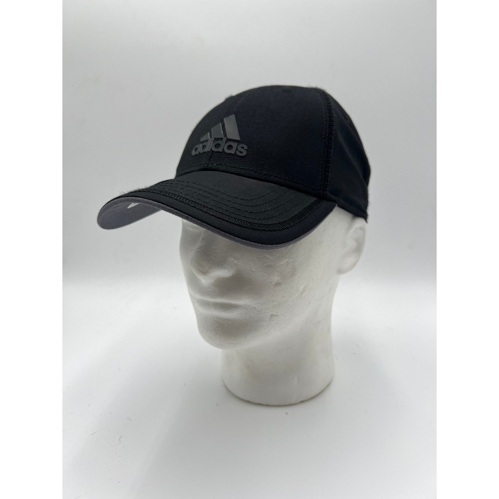 Adidas Climalite Adjustable Fit Performance Hat Black Raised Logo Cap